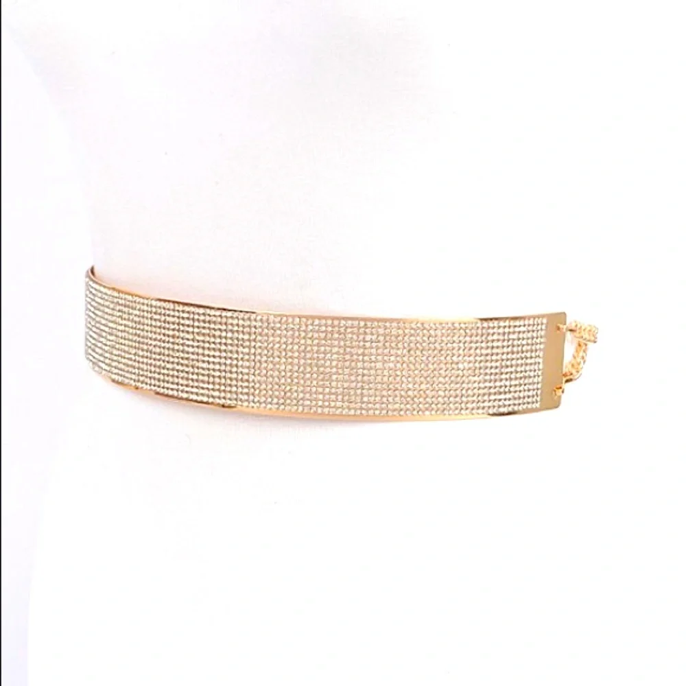 Gold Crystal Metal Adjustable Waist Statement Belt